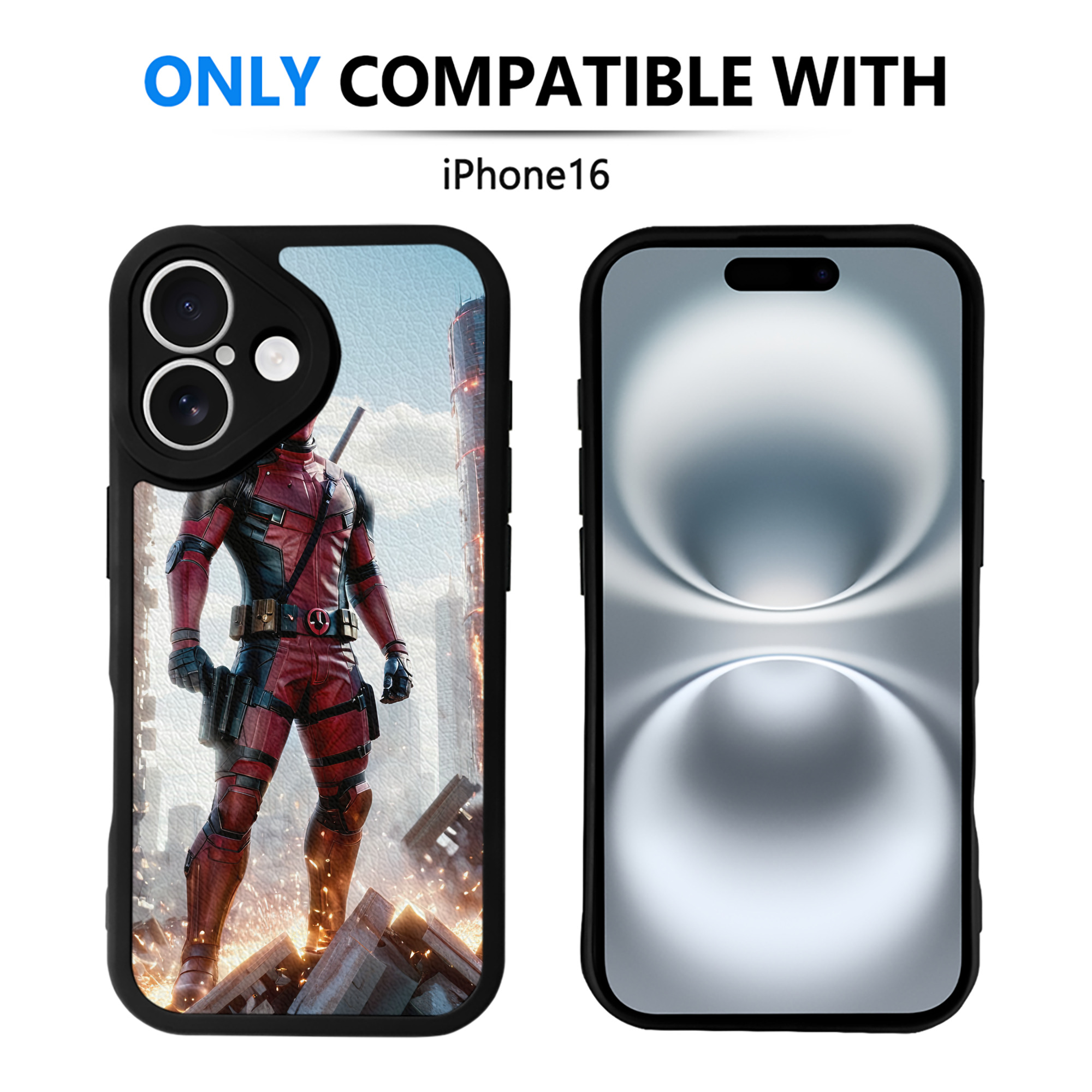 （画像用） Deadpool デッドプール 【iPhone 16シリーズ対応】シリコンスマホケース（レザー調） 材質：シリコン